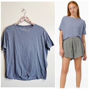 LULULEMON Back In Action Short Sleeve
Heathered Water Drop Blue Size 6